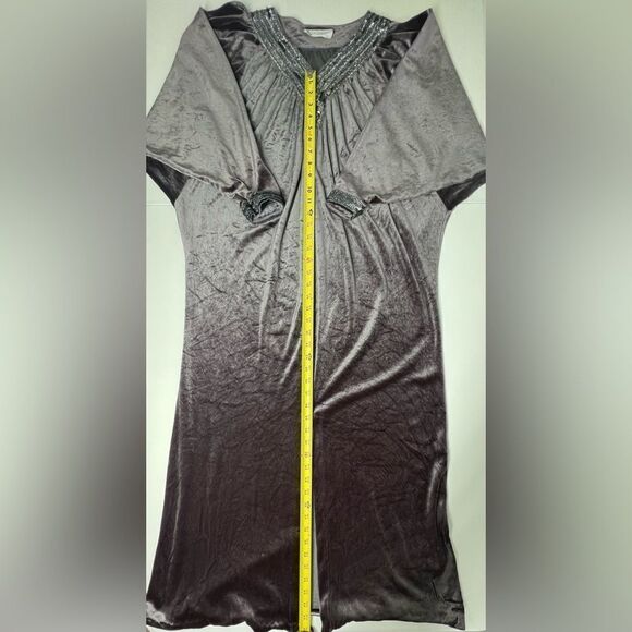 Tom Bezduda For Barad & Co. Womens Kaftan Gray Sz Medium Vintage Velvet Sequins - Picture 12 of 16